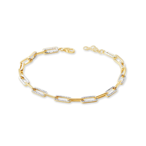 14K GOLD AND DIAMOND PAPERCLIP BRACELET