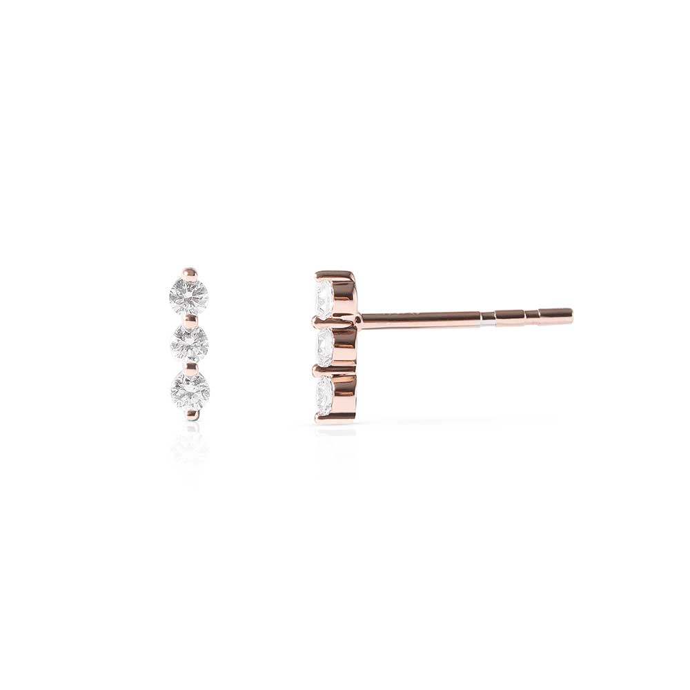 14K GOLD BEZELED DIAMOND BAR EARRINGS