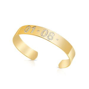 GOLD PERSONALIZED DIAMOND DATE CUFF