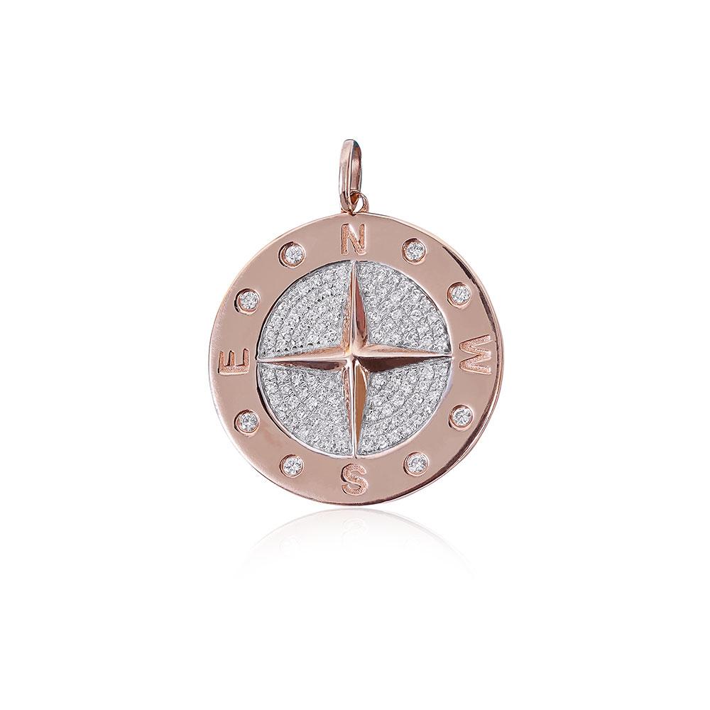 14K GOLD AND DIAMOND COMPASS ROSE CHARM