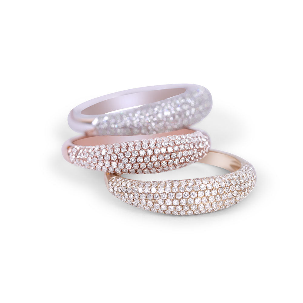 14K GOLD AND DIAMOND DOME RINGS