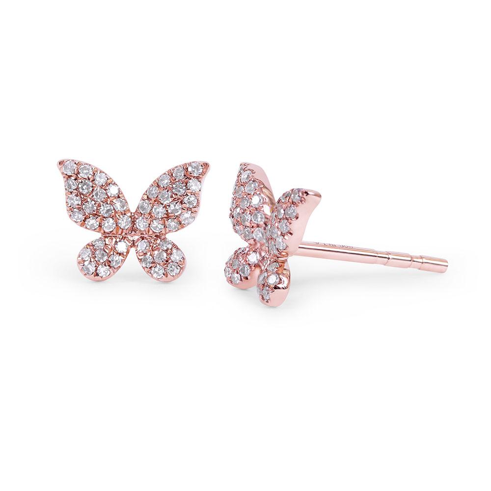 DIAMOND BUTTERFLY STUD EARRING ROSEGOLD LARGE