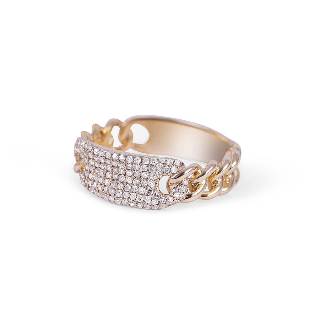 14K GOLD DIAMOND ID CUBAN LINK RING