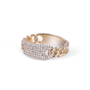 14K GOLD DIAMOND ID CUBAN LINK RING