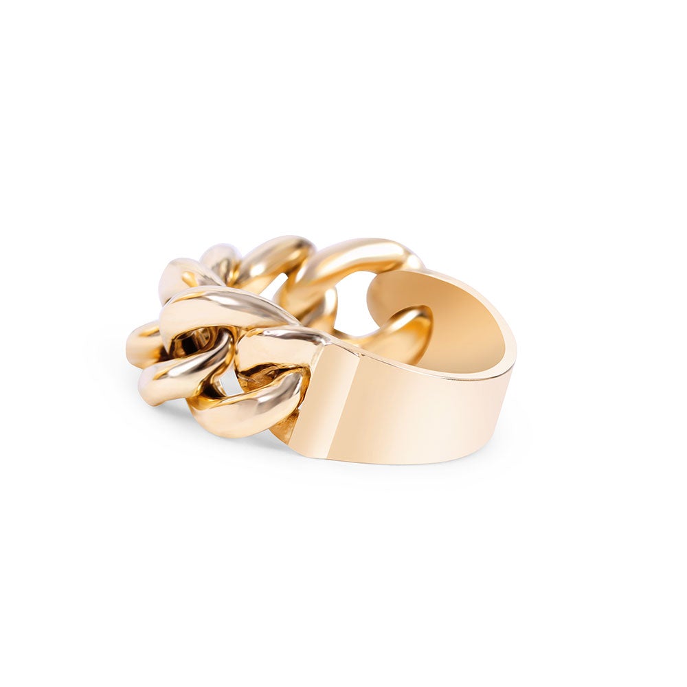 JUMBO 14K GOLD CUBAN LINK RING
