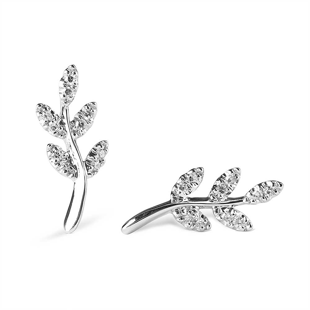 Diamond Olive Branch Earrings
