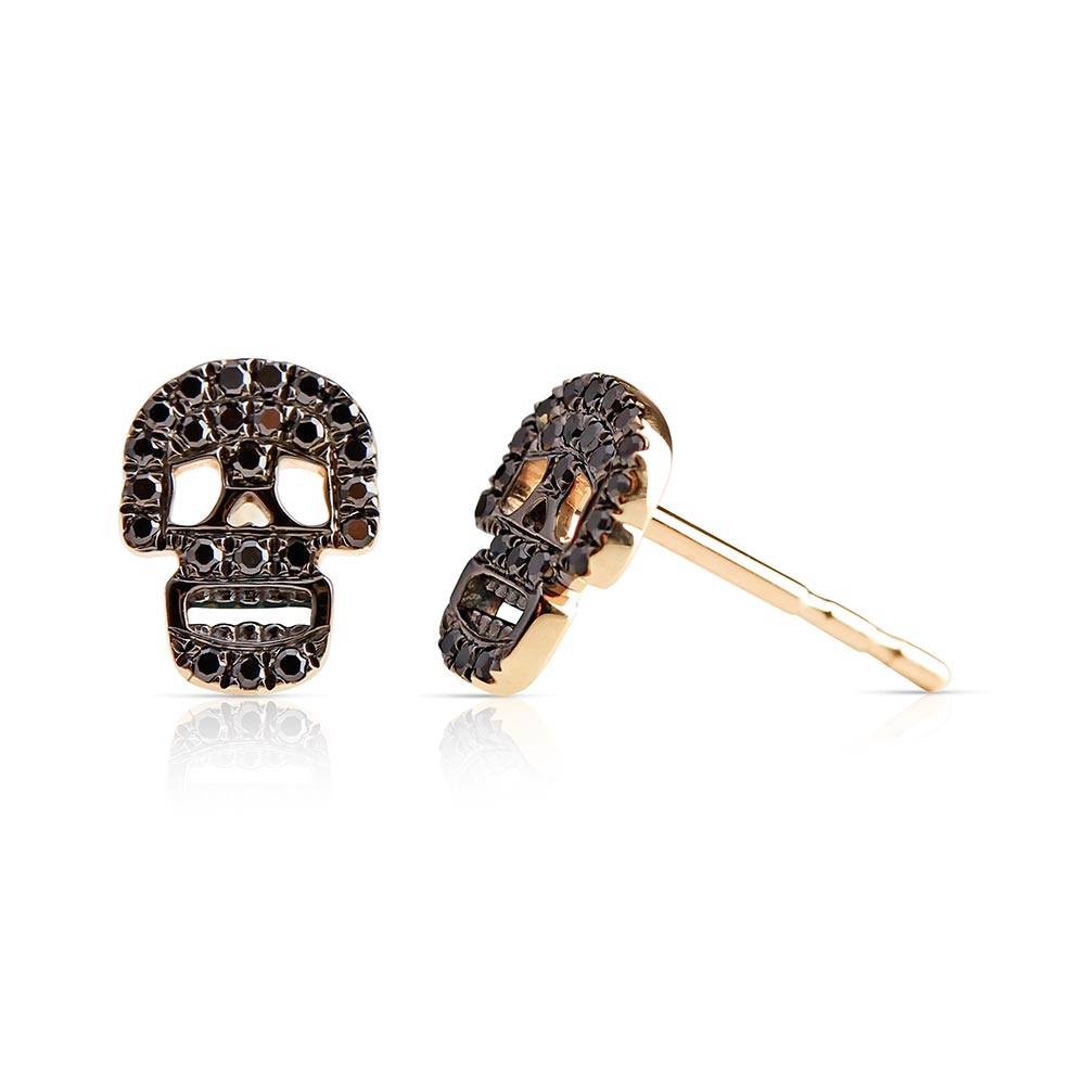 BLACK DIAMOND SKULL EARRINGS