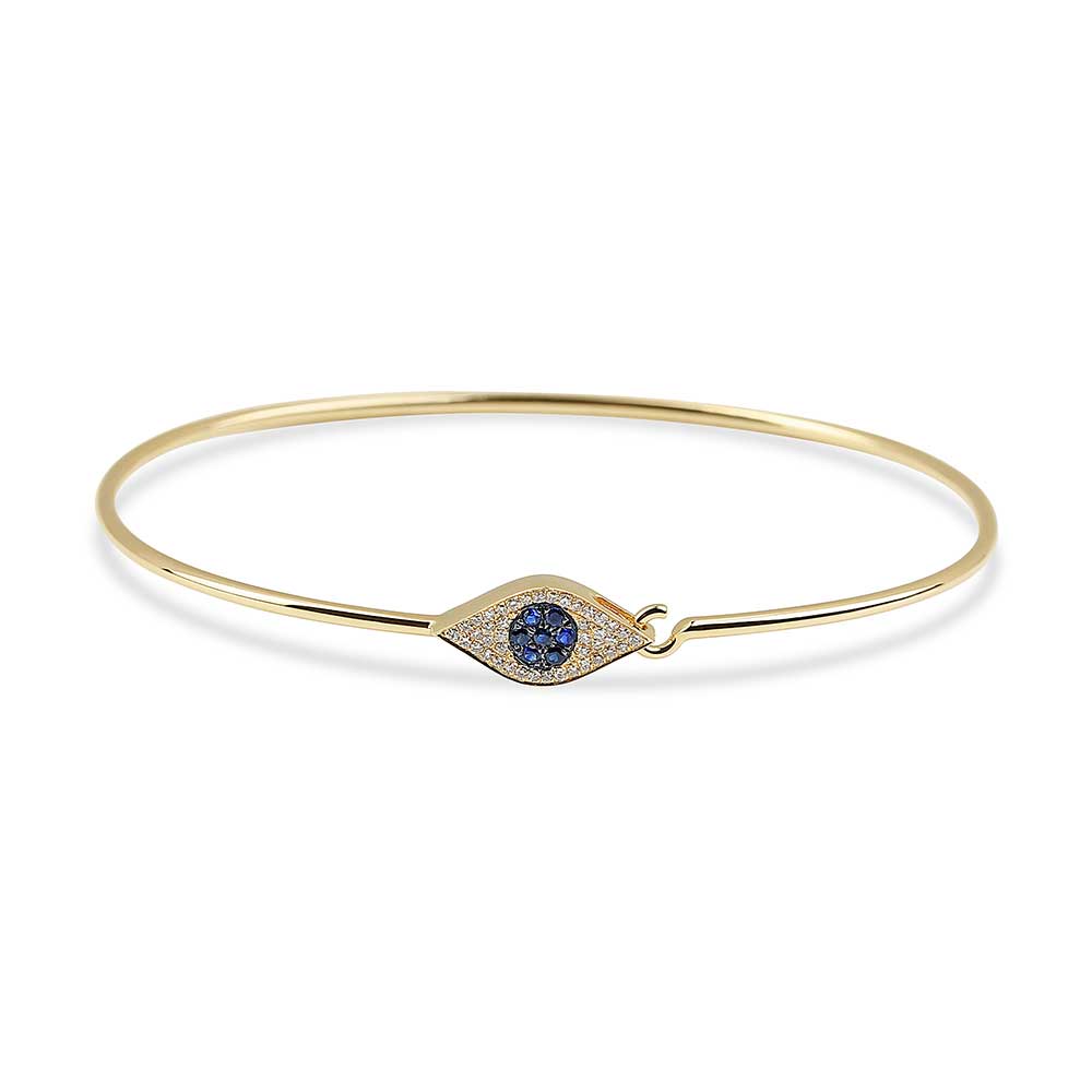DIAMOND AND SAPPHIRE EVIL EYE BANGLE