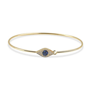 DIAMOND AND SAPPHIRE EVIL EYE BANGLE