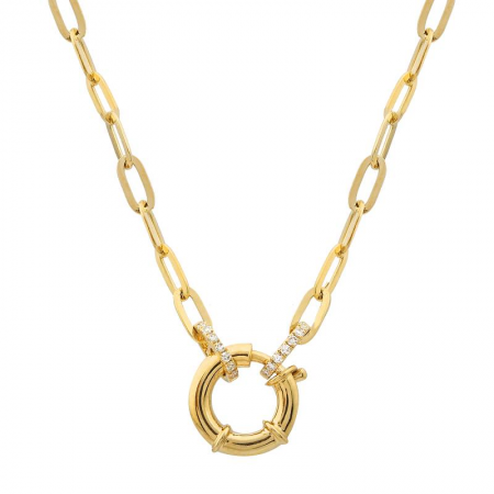 14K GOLD CHAIN NECKLACE WITH DIAMOND SPRING CLASP