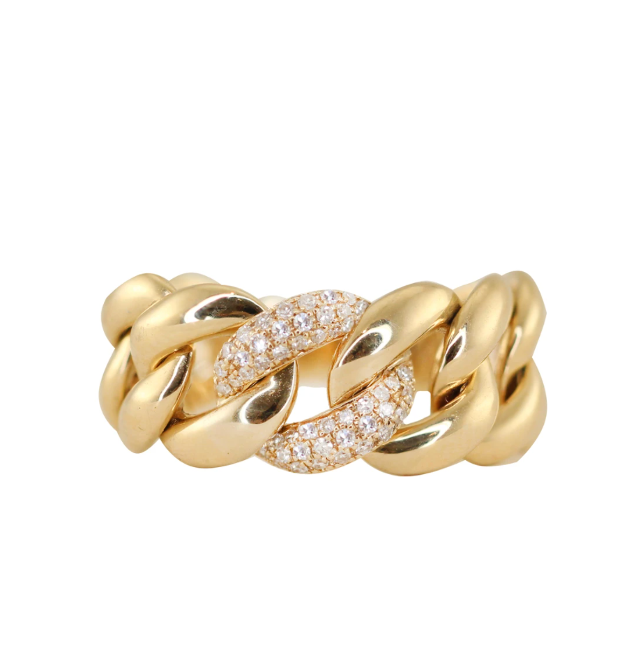 CHUNKY CHAIN LINK AND DIAMOND RING