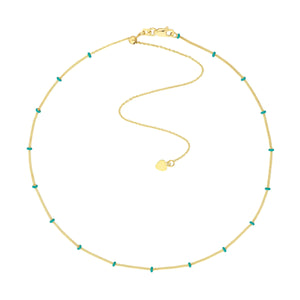14K GOLD CUBAN CHAIN WITH ENAMEL BEADS