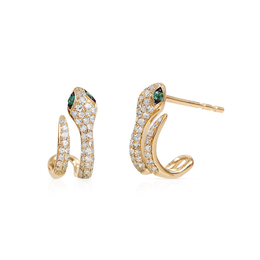 DIAMOND AND SNAKE DOUBLE CAGE STUDS