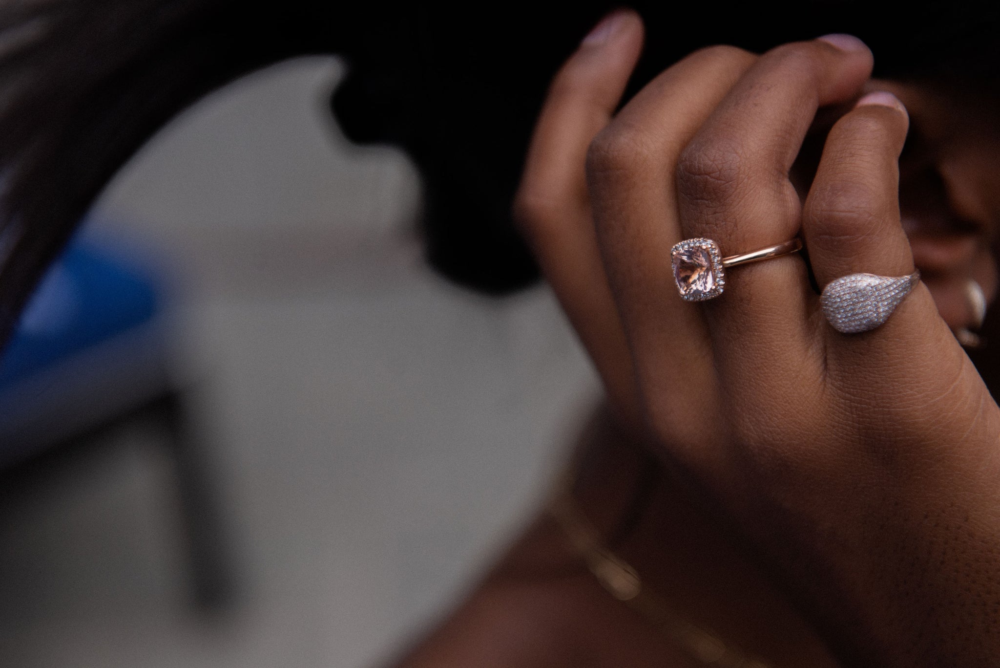 Morganite with diamond ring