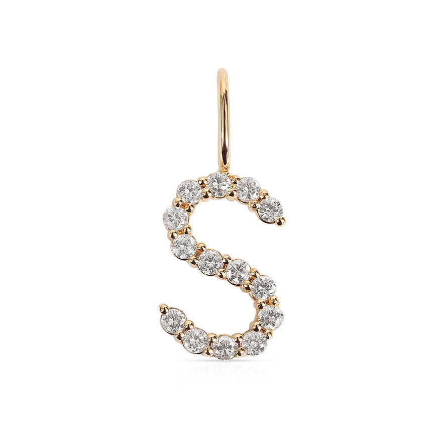 LARGE 14K GOLD AND DIAMOND INITIAL CHARM