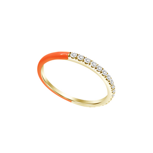 14K GOLD HALF ENAMEL HALF DIAMOND RING
