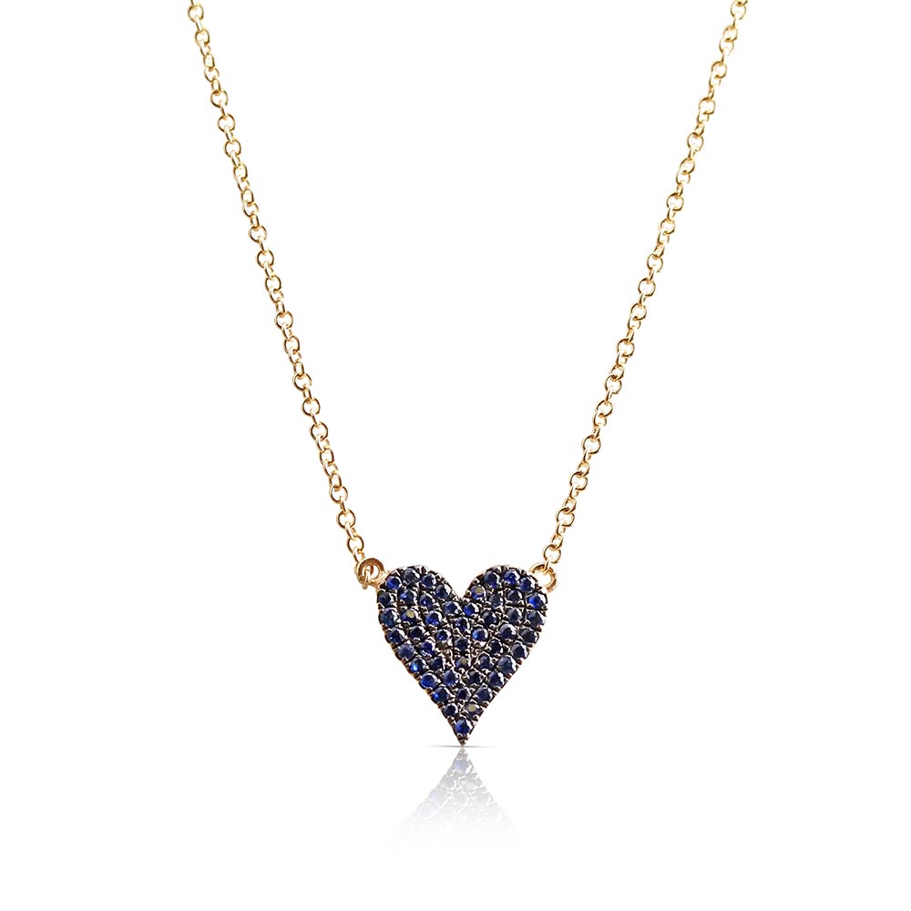 SAPPHIRE AND DIAMOND HEART NECKLACE