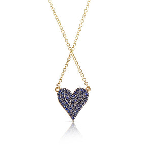 SAPPHIRE AND DIAMOND REVERSIBLE HEART NECKLACE