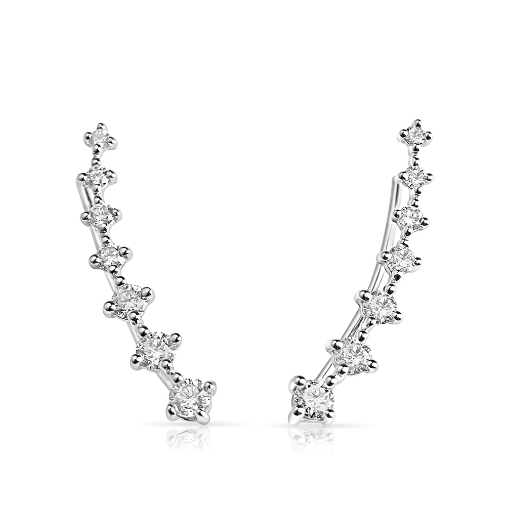 14K GOLD GRADUATED DIAMOND CLIMBER EARRINGS