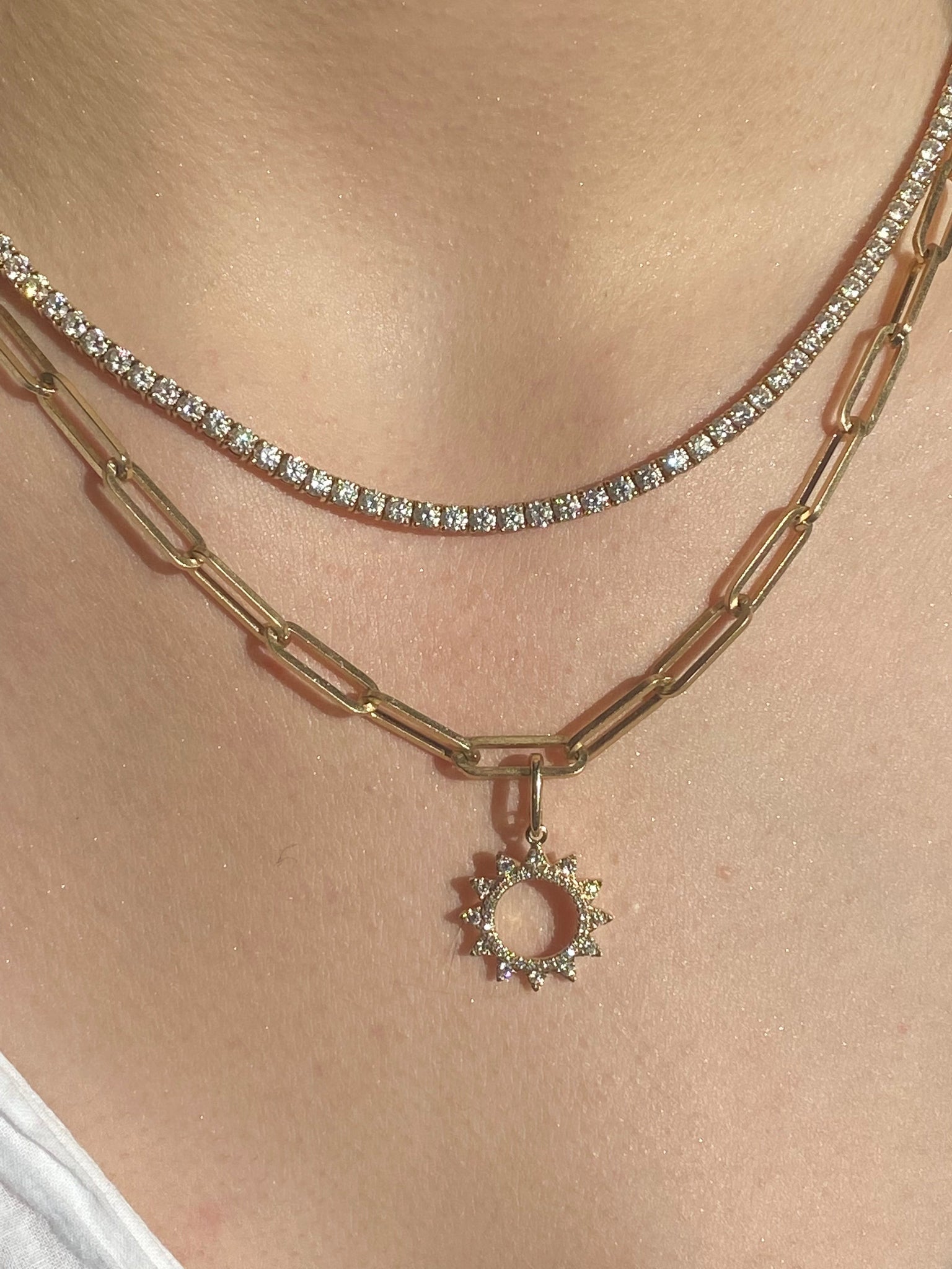 DIAMOND SUN CHARM WITH ENHANCER CLASP