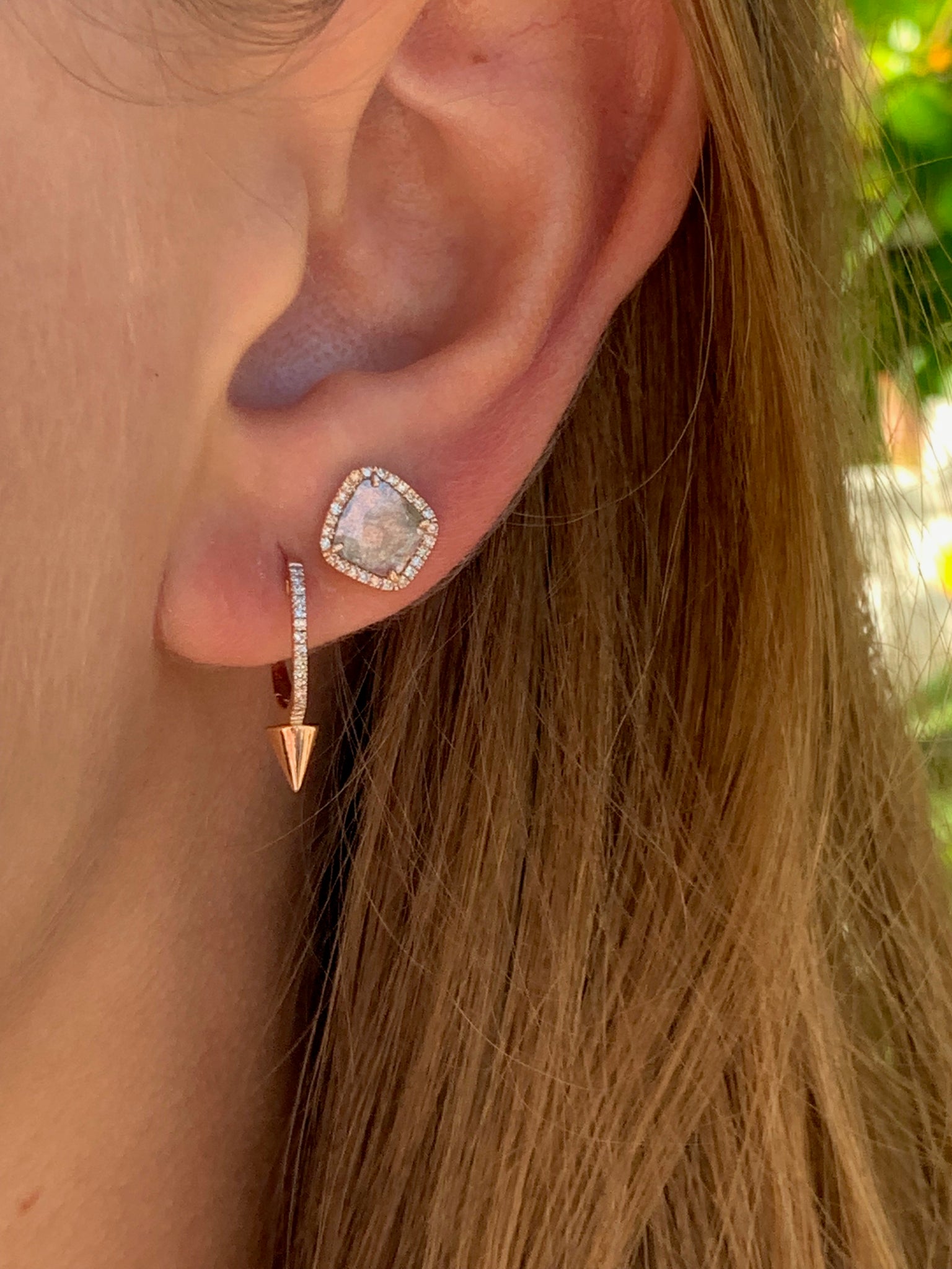 Diamond Spike Huggie Earring
