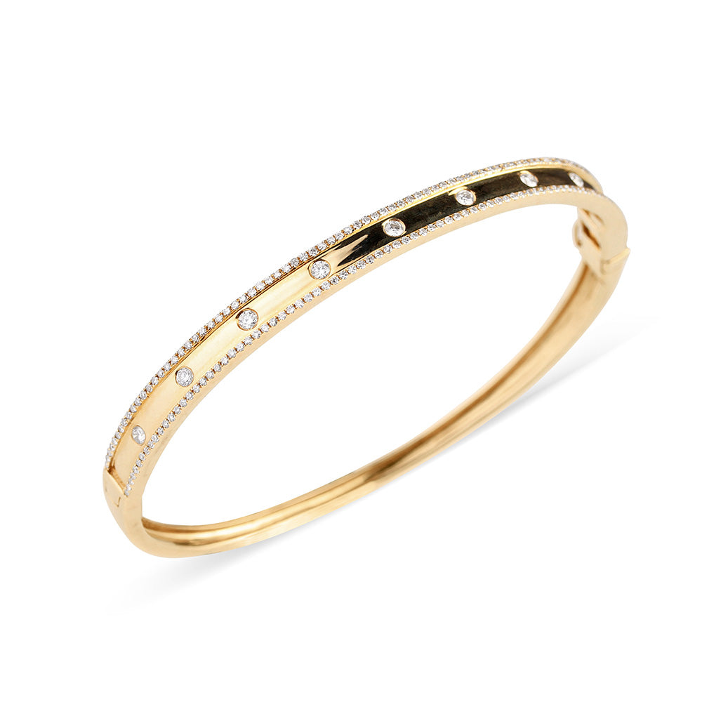 DIAMOND CIGAR BAND BANGLE WITH INSET DIAMONDS