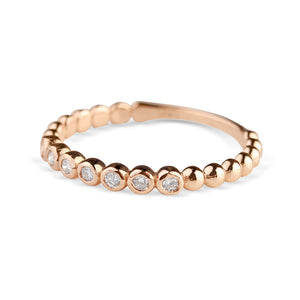 14K GOLD DIAMOND BEAD STACKING RING