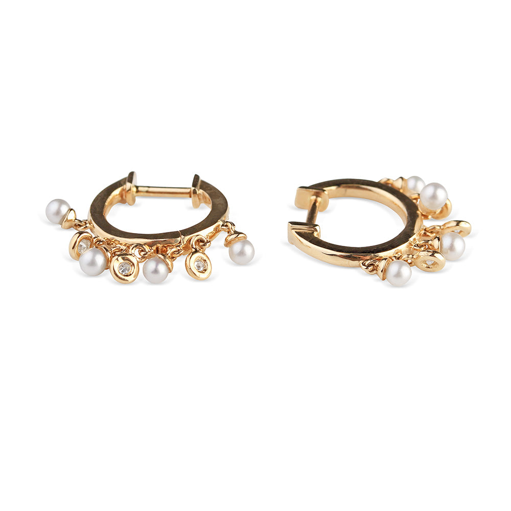 PEARL AND DIAMOND DANGLE HUGGIES