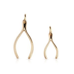 14K GOLD WISHBONE CHARM - MEDIUM AND SMALL