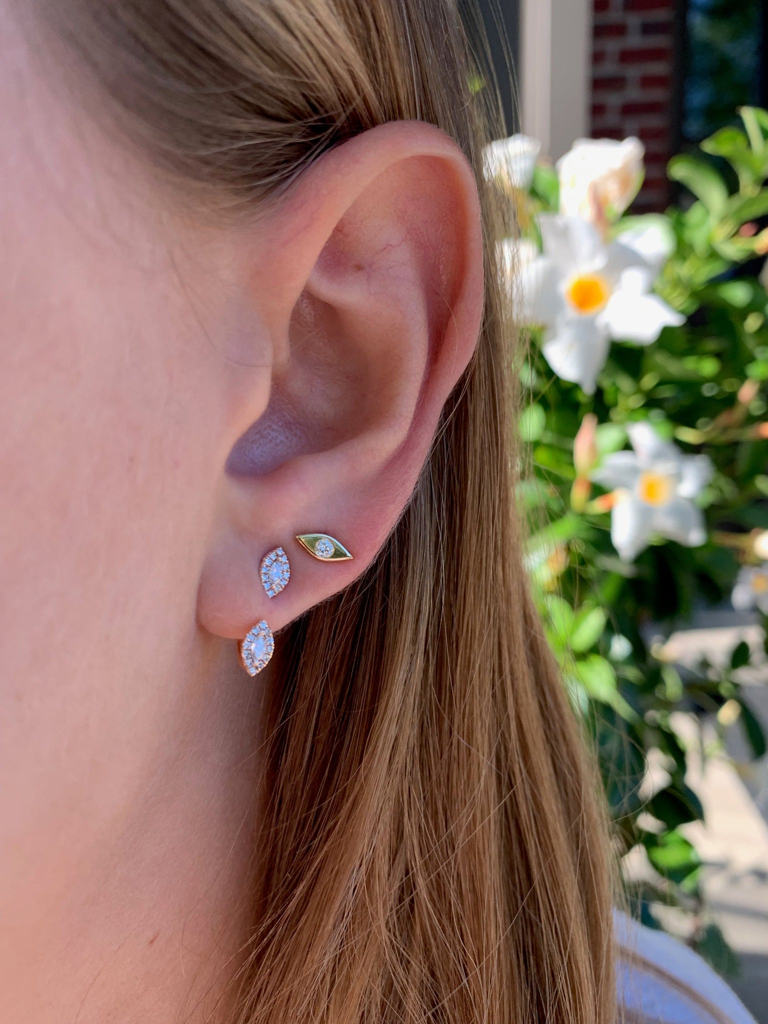 MINI EVIL EYE STUDS WITH DIAMONDS