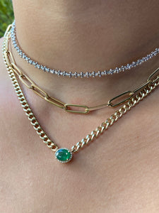 14K Gold and Diamond Emerald necklace