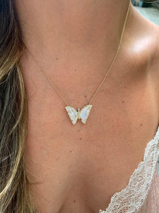 DIAMOND AND MOONSTONE BUTTERFLY PENDANT