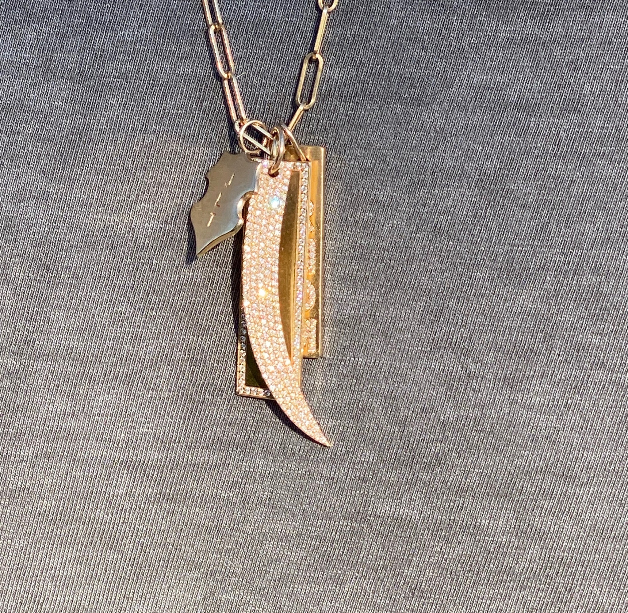 SOLID 14K GOLD WITH DIAMONDS TUSK CHARM