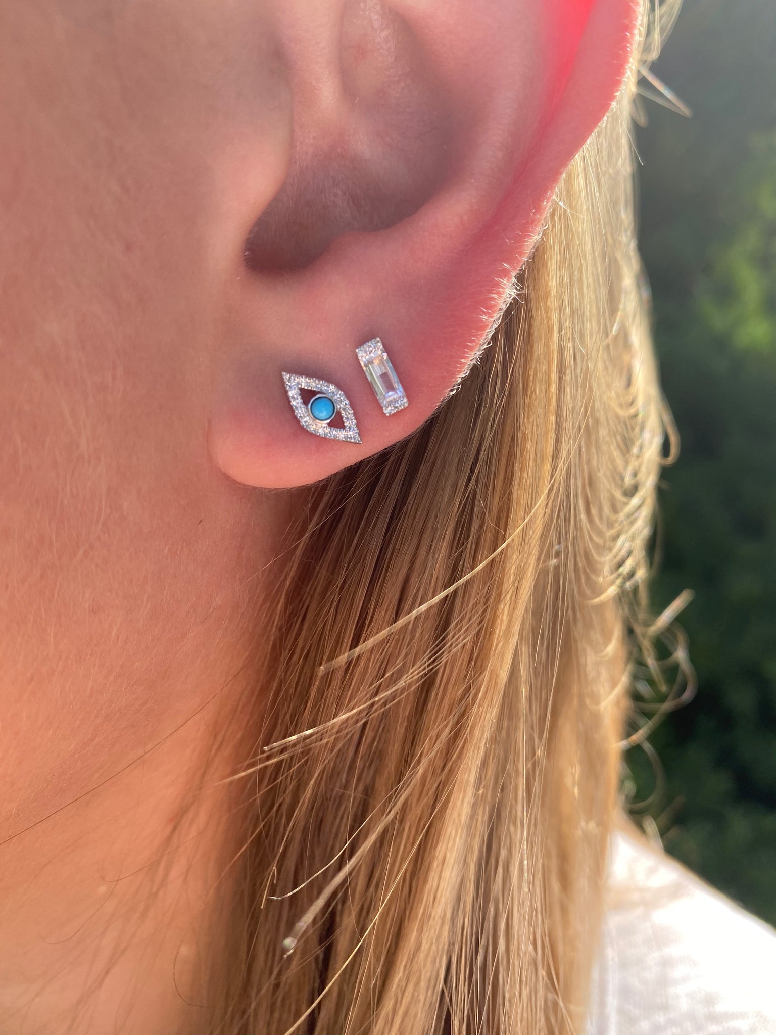 DIAMOND EVIL EYE EARRINGS WITH TURQUOISE