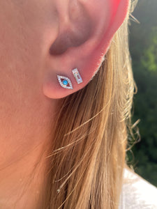 DIAMOND EVIL EYE EARRINGS WITH TURQUOISE