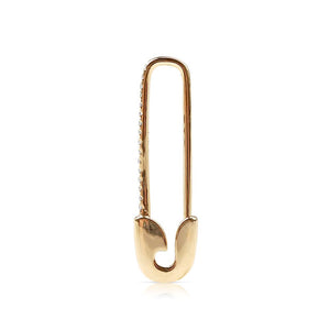 Gold and diamond safety pin earring 