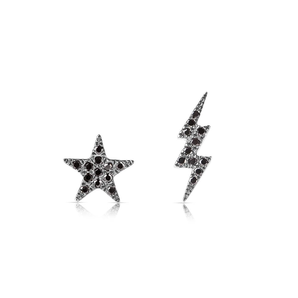 black diamond star and lightning bolt earrings