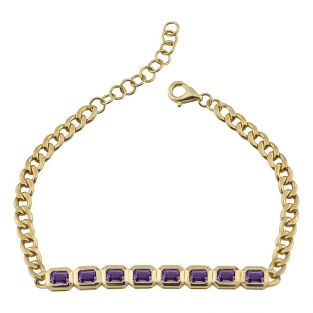 14K GOLD IOLITE CUBAN LINK BRACELET