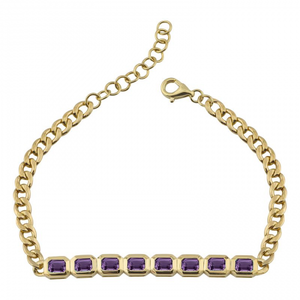 14K GOLD IOLITE CUBAN LINK BRACELET