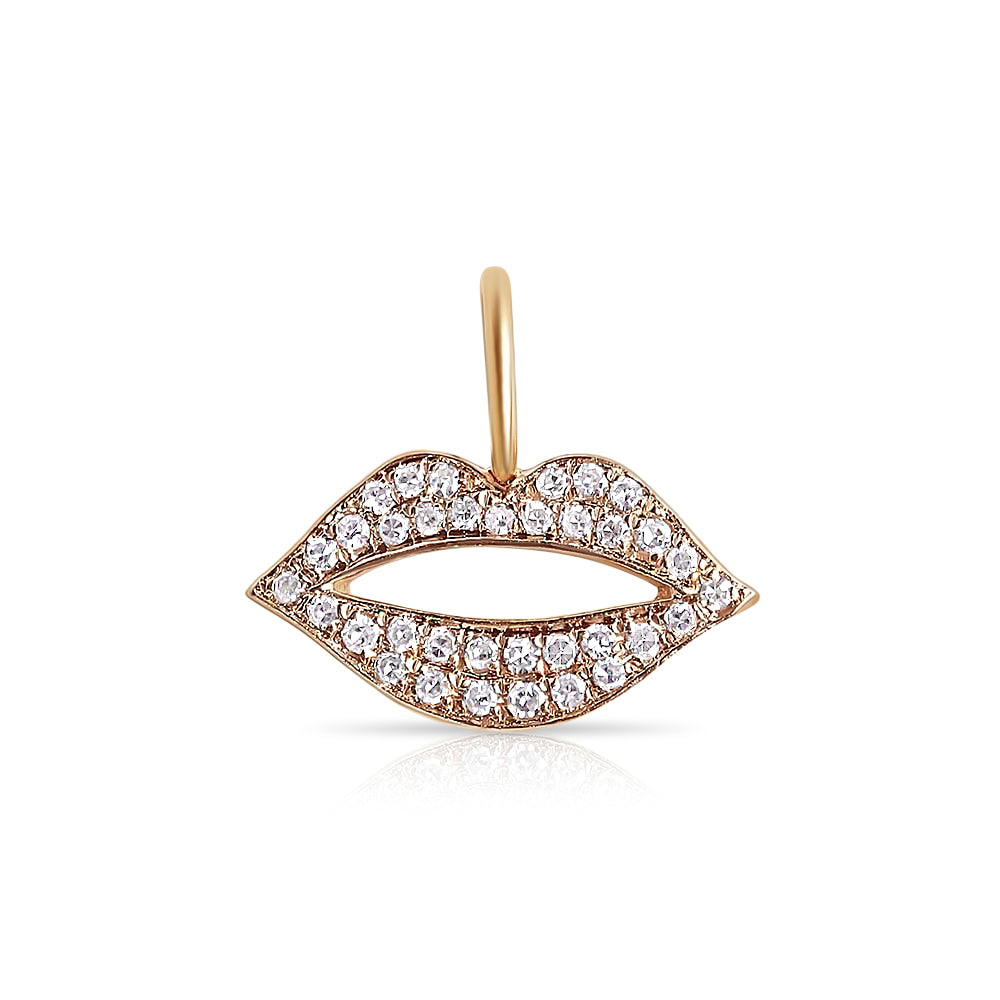 Rose Gold Diamond Lips Charm