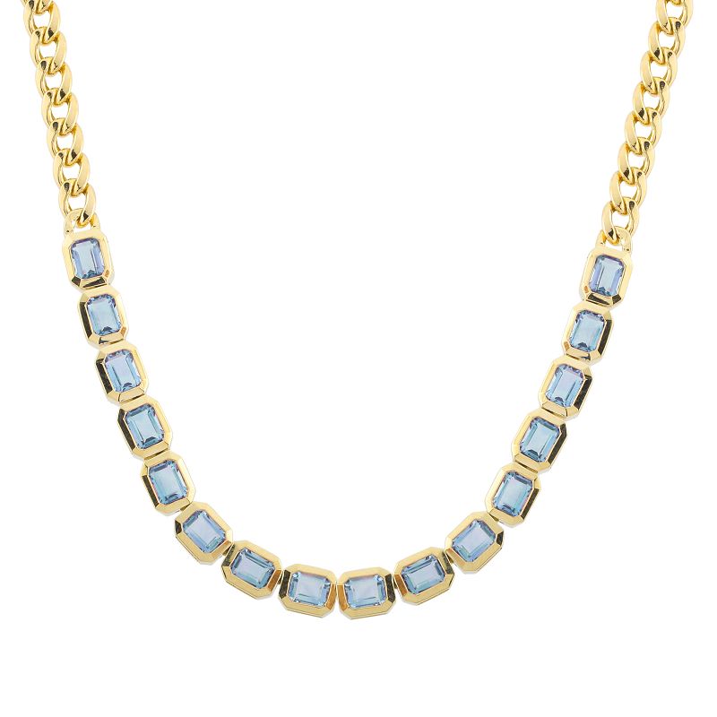 MARLEY GEMSTONE CUBAN LINK NECKLACE BLUE TOPAZ