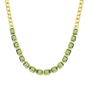 MARLEY GEMSTONE CUBAN LINK NECKLACE PERIDOT