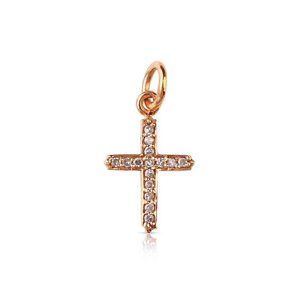 rose gold diamond cross charm