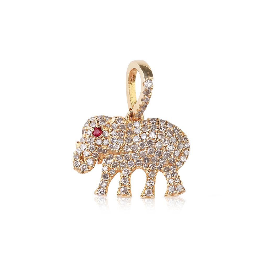 DIAMOND AND RUBY ELEPHANT CHARM