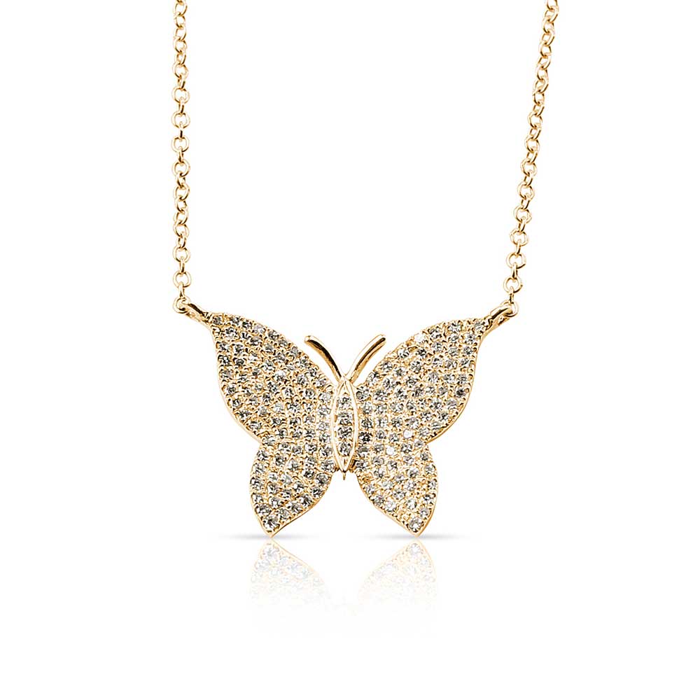 14k Gold and Diamond Butterfly Necklace