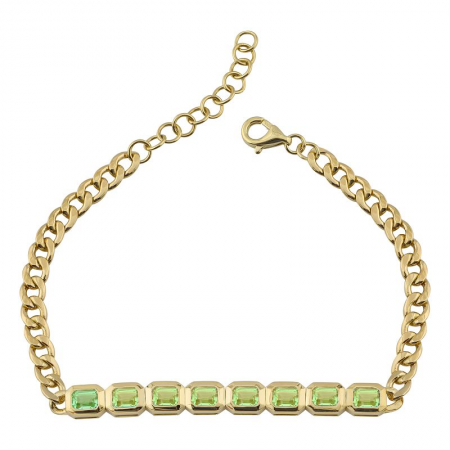 14K GOLD PERIDOT CUBAN LINK BRACELET