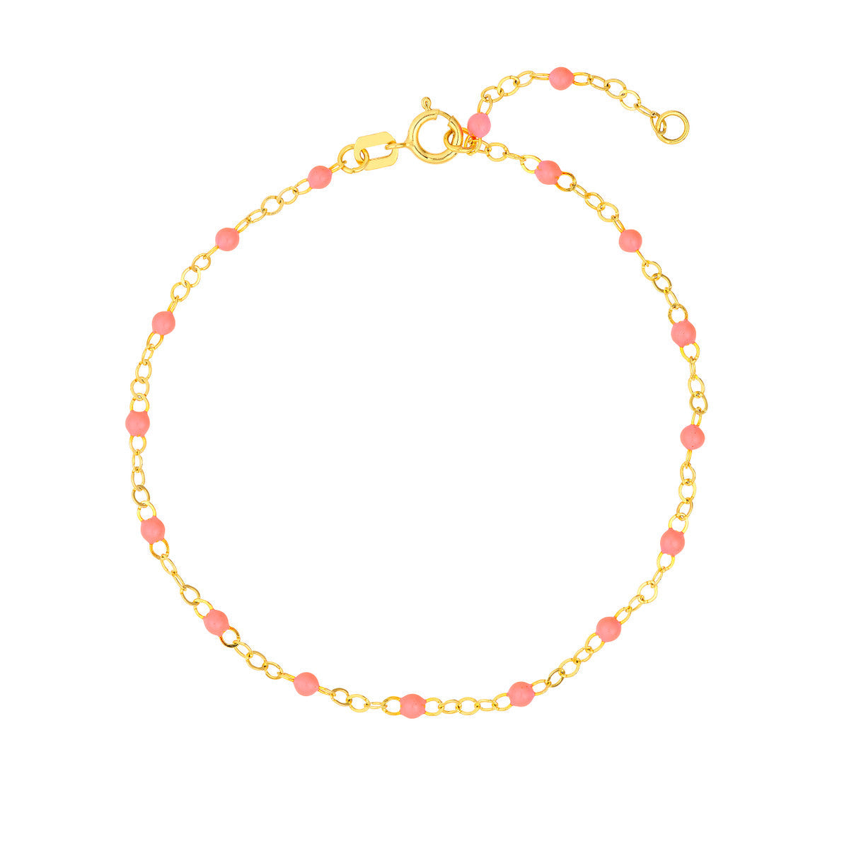 14K GOLD CHAIN WITH ENAMEL BEAD BRACELET