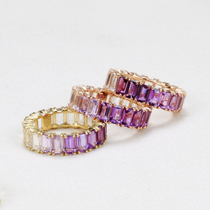 14K GOLD PURPLE AMETHYST OMBRE ETERNITY RINGS