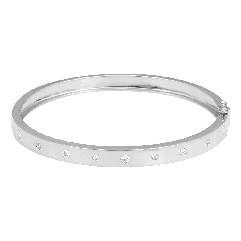 14K White Gold Classic Diamond Bangle