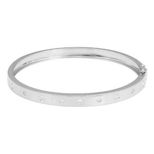 14K White Gold Classic Diamond Bangle